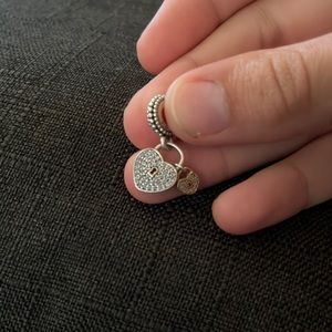 Pandora 2 Tone Silver and 14K Gold Love Locks Dangle